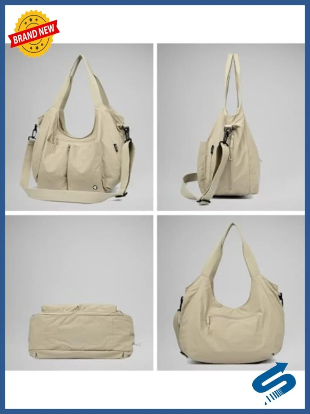 Waterproof Nylon Slouchy Hobo Tote Bag Crossbody Shoulder Bag Work Commute